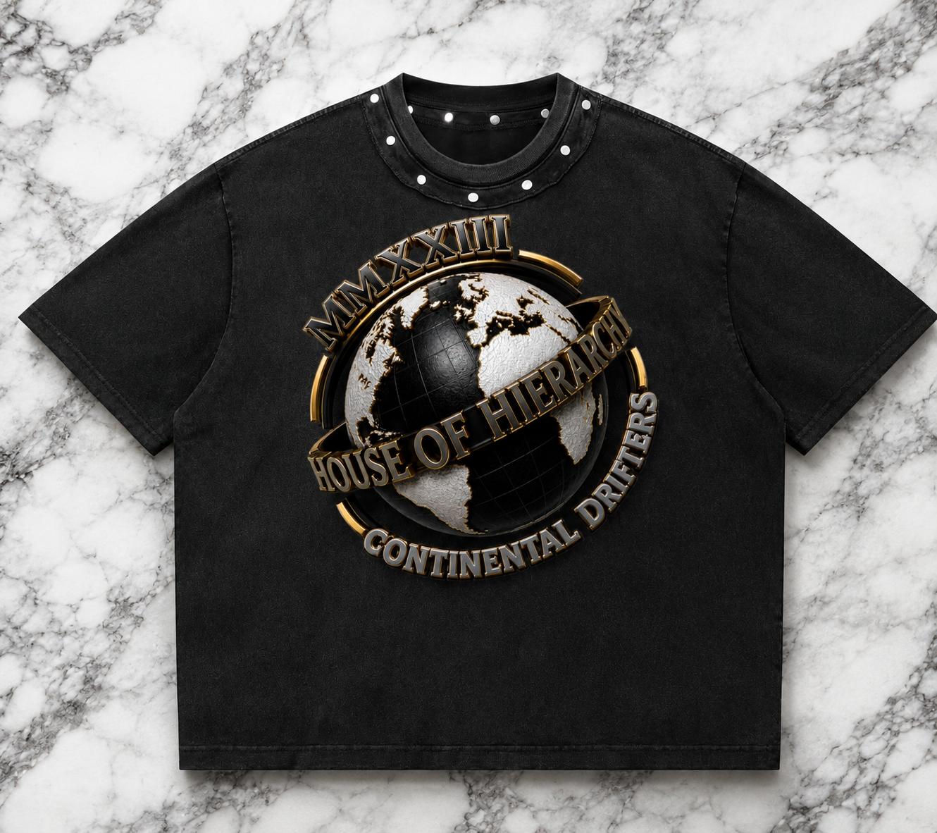 House Of Hierarchy Continental Drifters Washed Boxy Studded T-Shirt