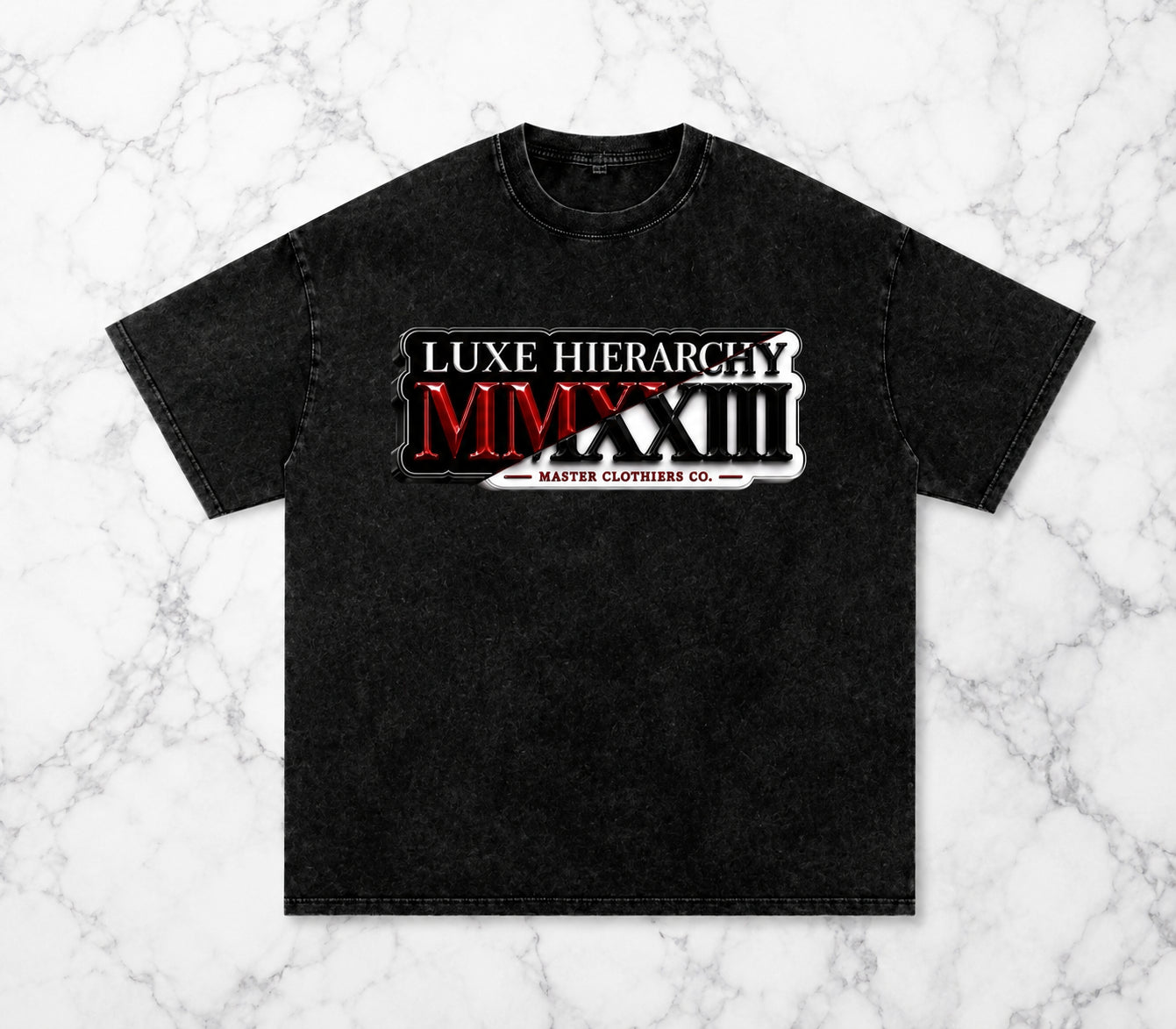 luxehierarchy,MMXXIII,NoExaggerationNecesarry,PremiumTee,VintageWash,OversizedFit,LuxuryStreetwear,BlackTee